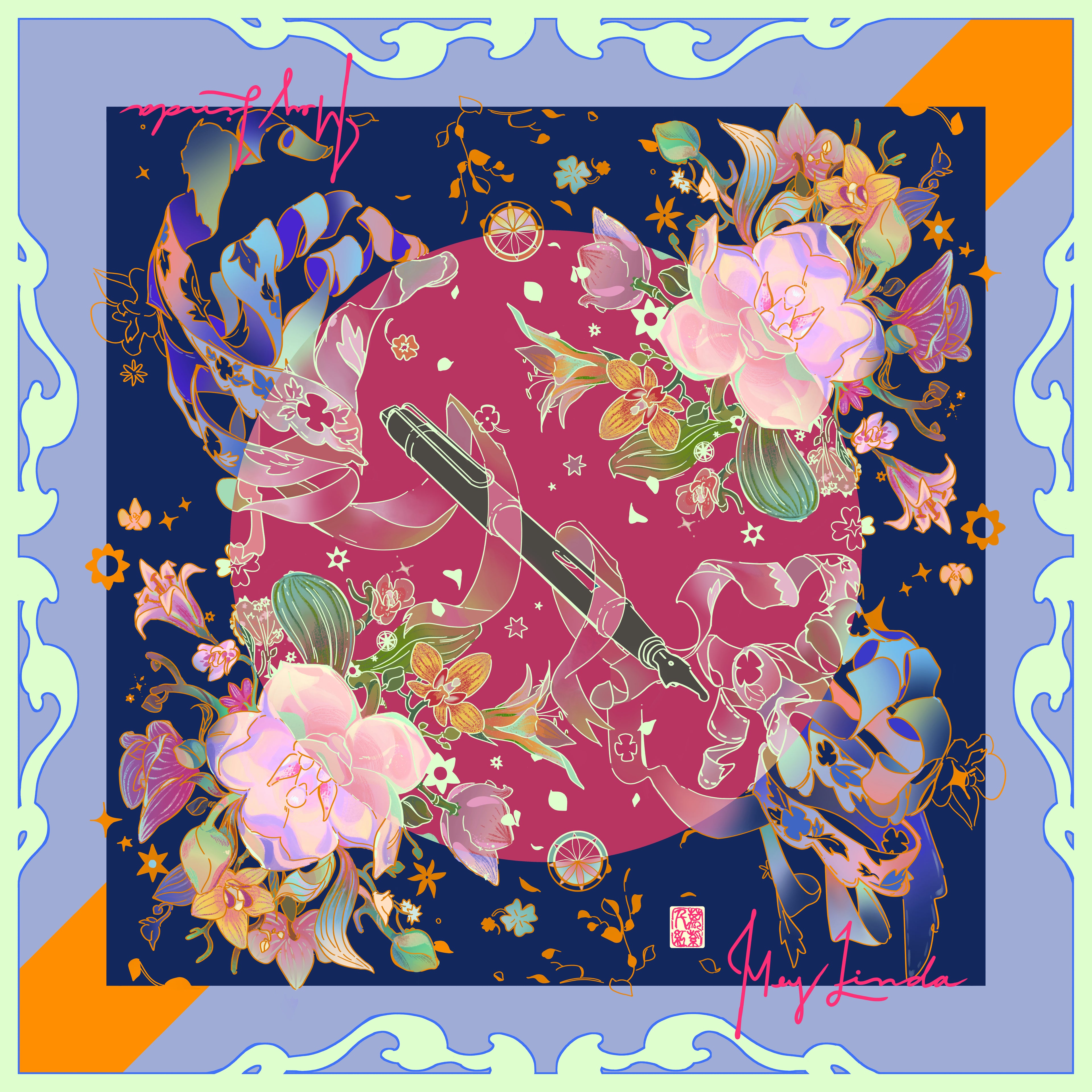 Pen in Holy Spirit Flowers